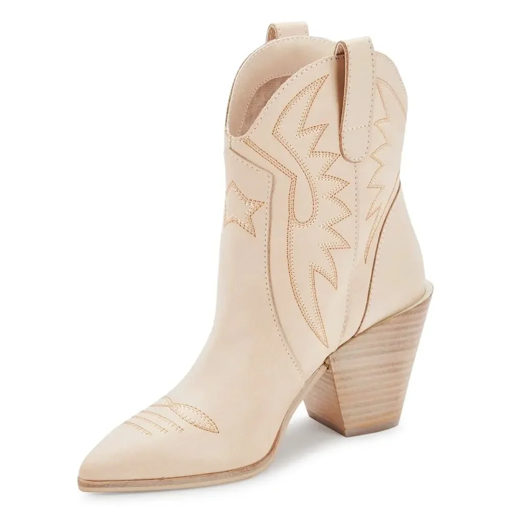 NWT Mi.iM Women's Nina Embroidered Western  Cowboy Ankle Booties - Picture 5 of 9